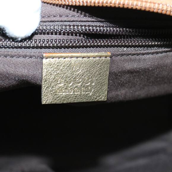 GUCCI GG Crystal Sherry Line Tote Bag Gold Tone Brown Gray - Picture 16 of 16